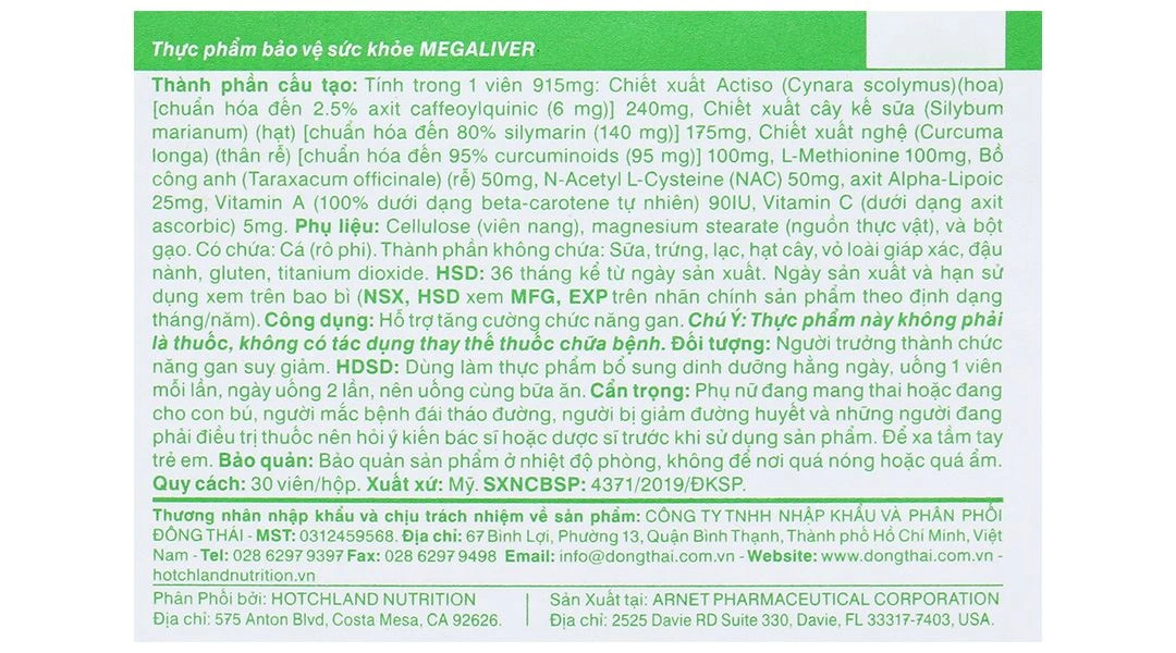Mega Liver hỗ trợ tăng cường chức năng gan lọ 30 viên - 4