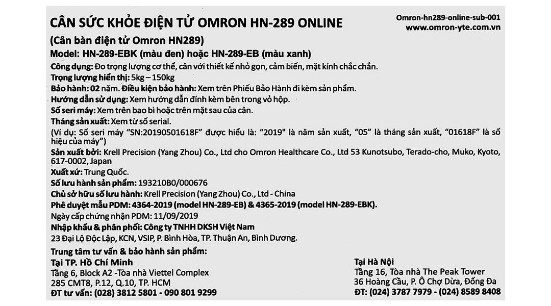 Cân điện tử OMRON HN289 - 7