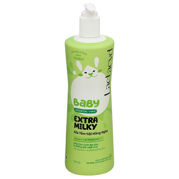 Sữa tắm gội Lactacyd Baby Extra Milky chăm sóc da và tóc cho bé