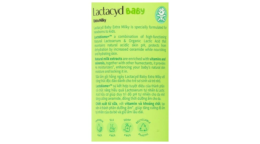 Sữa tắm gội Lactacyd Baby Extra Milky chăm sóc da và tóc cho bé chai 250ml - 7