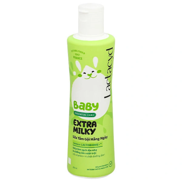 Sữa tắm gội Lactacyd Baby Extra Milky chăm sóc da và tóc cho bé