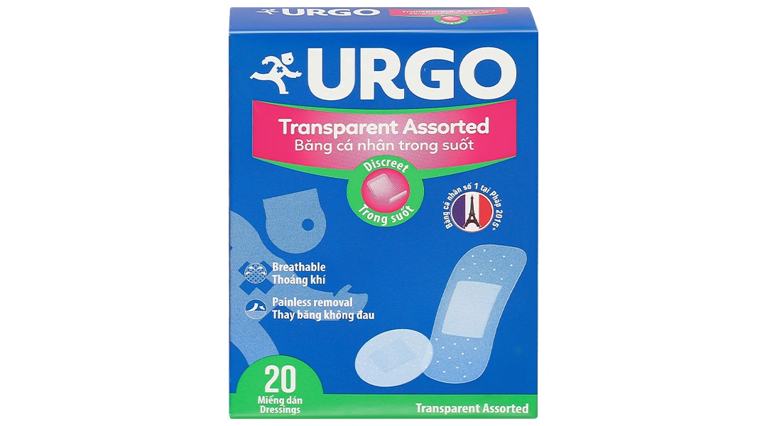 Băng cá nhân trong suốt Urgo Transparent Assorted hộp 20 miếng - 1