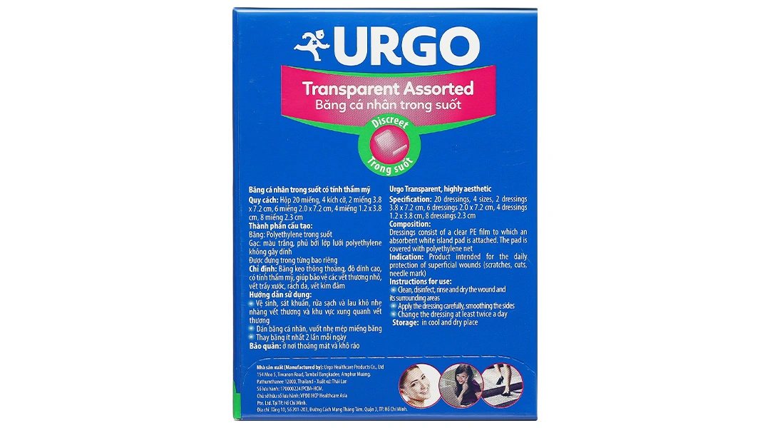 Băng cá nhân trong suốt Urgo Transparent Assorted hộp 20 miếng - 2