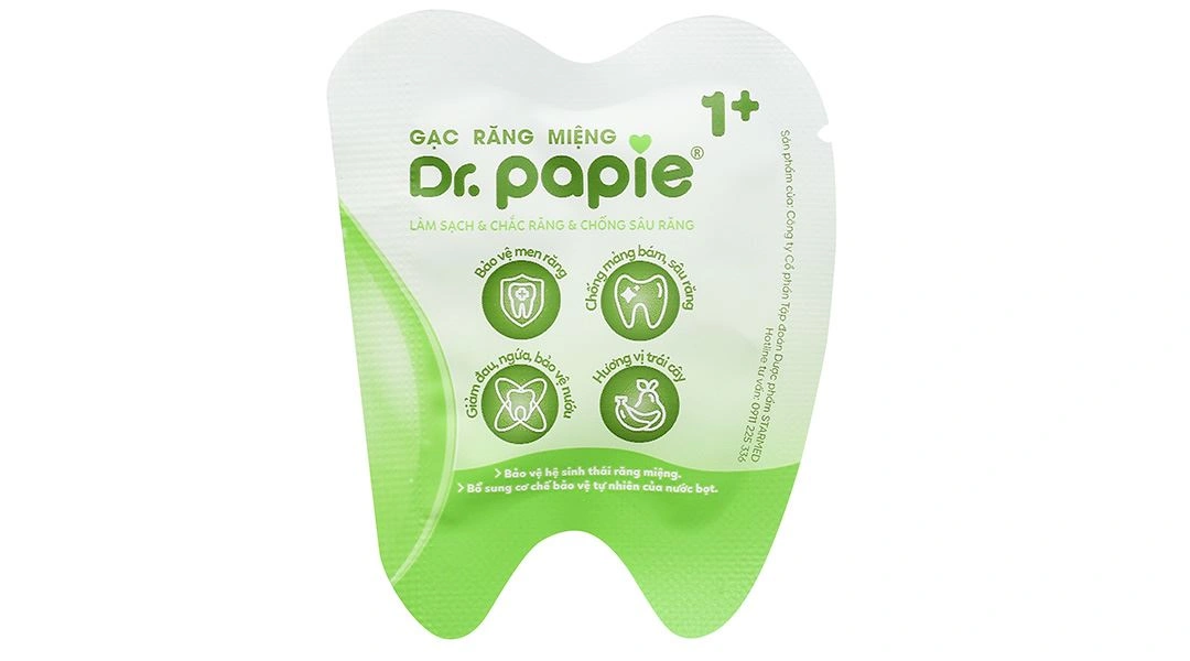 Gạc răng miệng Dr. Papie 1+ làm sạch, chắc răng, chống sâu răng cho bé hộp 30 miếng - 7