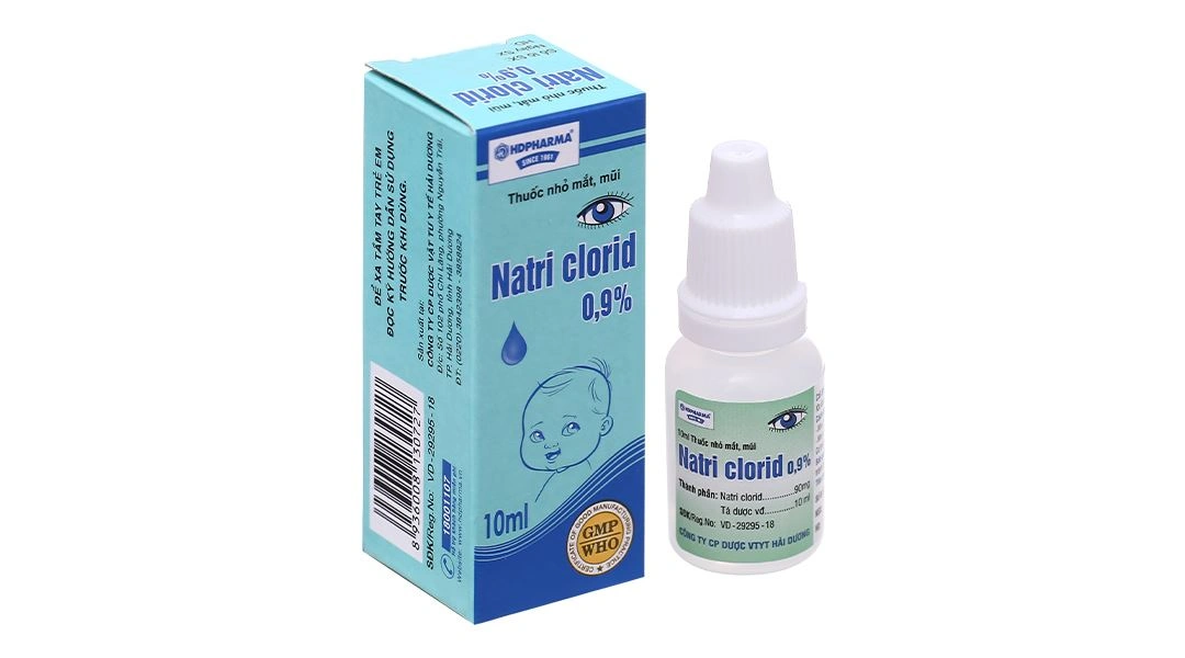 Dung dịch nhỏ mắt Natri Clorid HDpharma 0.9% vệ sinh mắt, mũi chai 10ml - 