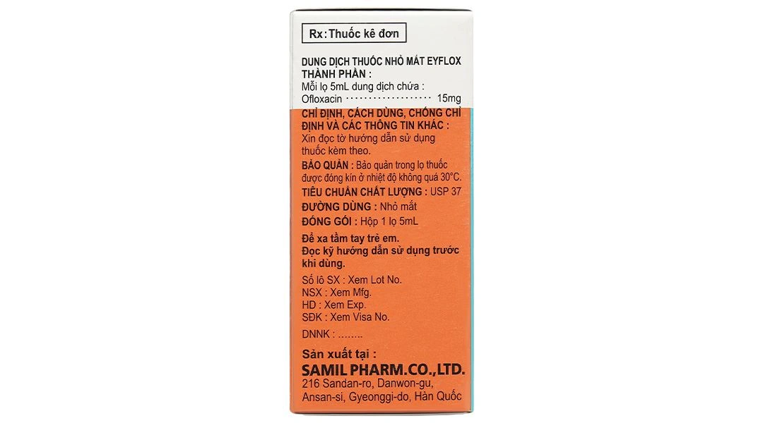 Dung dịch nhỏ mắt Eyflox ophthalmic solution trị nhiễm khuẩn mắt chai 5ml - 3