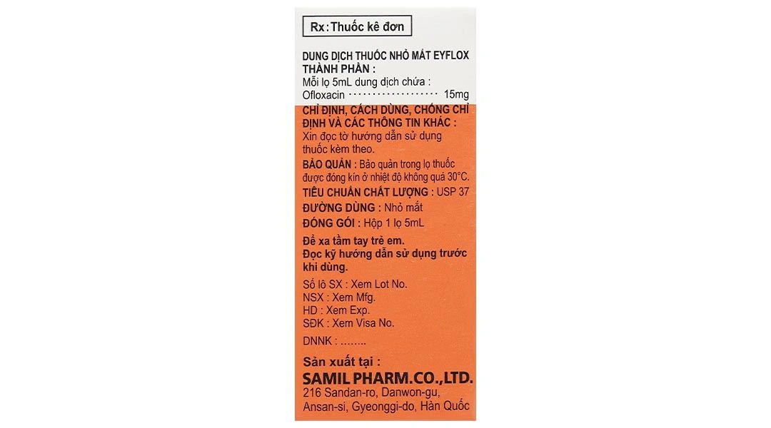 Dung dịch nhỏ mắt Eyflox ophthalmic solution trị nhiễm khuẩn mắt chai 5ml - 7