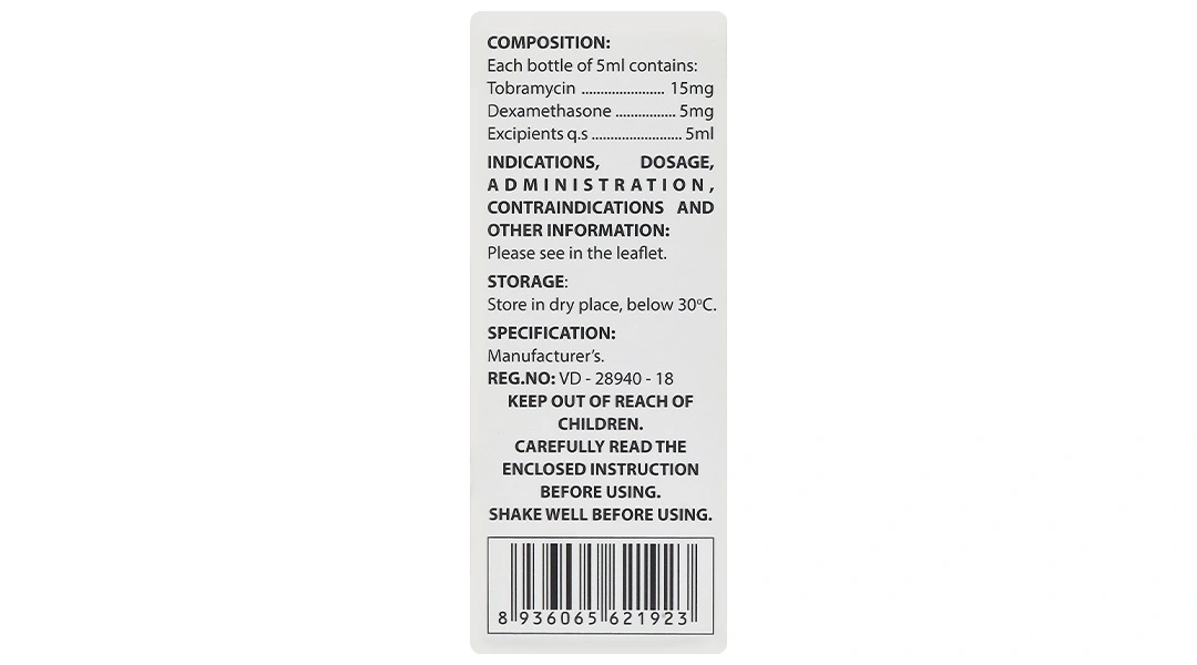 Torexvis - D điều trị tình trạng viêm, ngăn ngừa nhiễm khuẩn mắt chai 5ml - 3