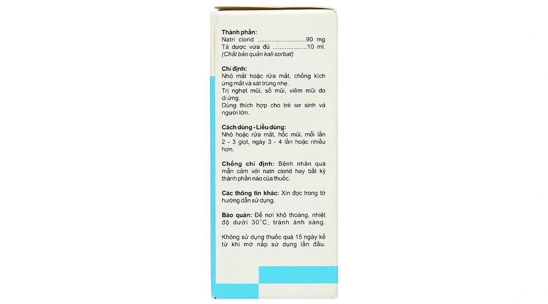 Thuốc nhỏ mắt Natriclorid 0,9% Medipharco trị kích ứng mắt, viêm mũi chai 10 ml - 3