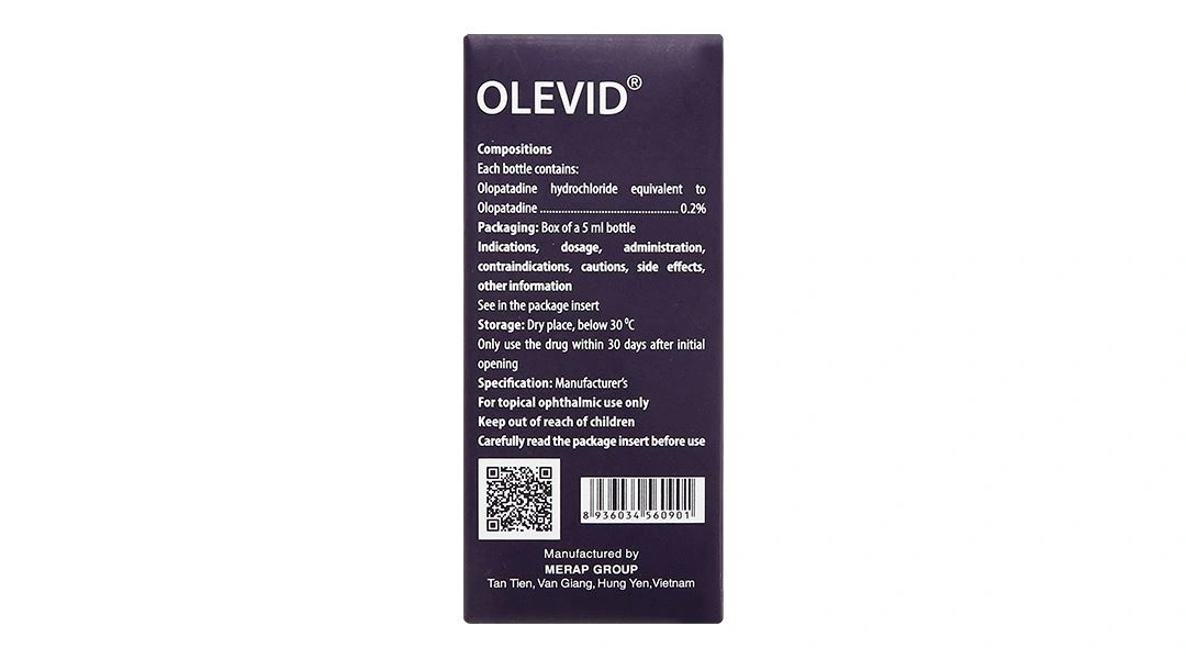 Dung dịch nhỏ mắt Olevid 0,2% điều trị triệu chứng ngứa mắt chai 5ml - 2