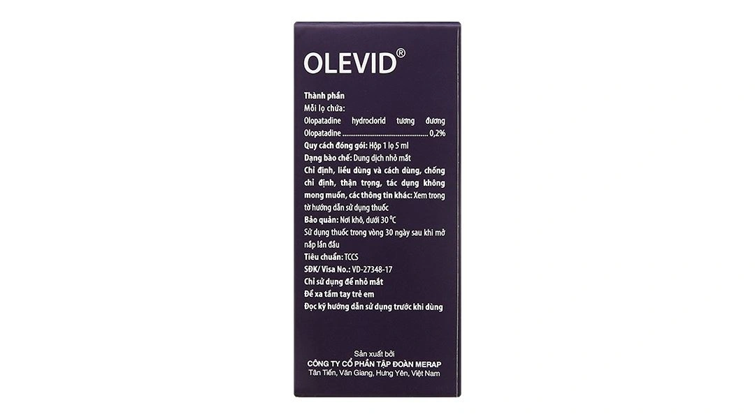 Dung dịch nhỏ mắt Olevid 0,2% điều trị triệu chứng ngứa mắt chai 5ml - 3