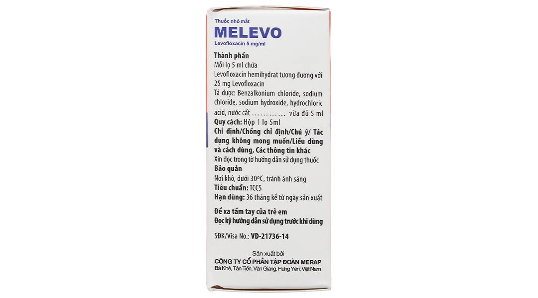 Thuốc nhỏ mắt Melevo 5mg/ml điều trị nhiễm trùng vùng quanh mắt và phụ cận chai 5ml - 4