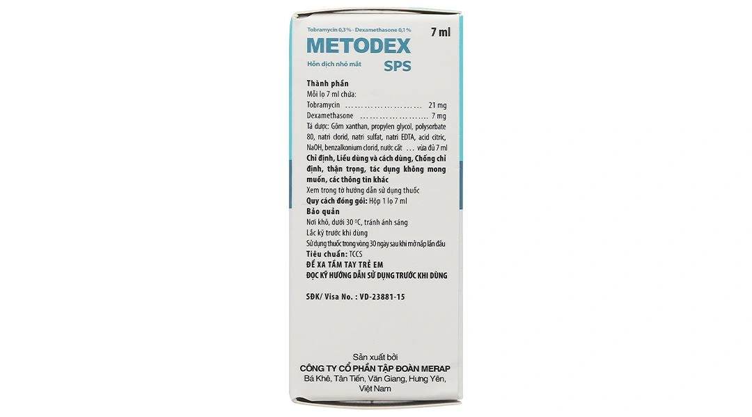Thuốc nhỏ mắt Metodex SPS 0.3%/0.1% trị viêm mắt có đáp ứng steroid chai 7ml - 4
