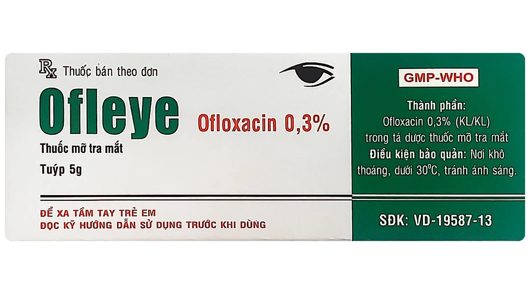 Thuốc mỡ tra mắt Ofleye 0,3% điều trị các bệnh nhiễm trùng mắt tuýp 5g - 