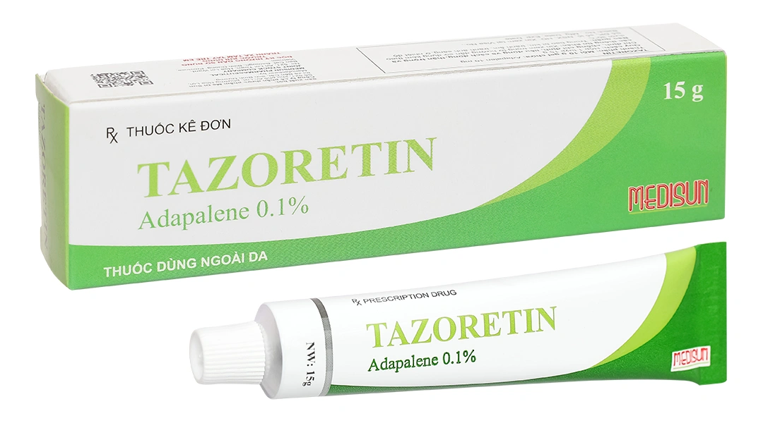 Gel bôi Tazoretin 0.1% điều trị mụn trứng cá vừa và nhẹ tuýp 15g - 