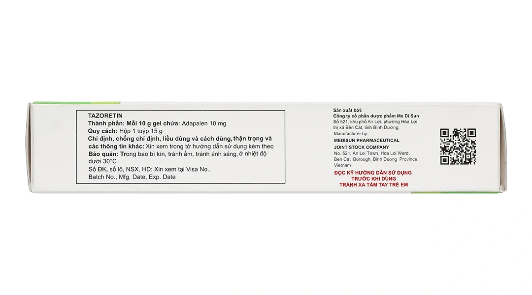 Gel bôi Tazoretin 0.1% điều trị mụn trứng cá vừa và nhẹ tuýp 15g - 3