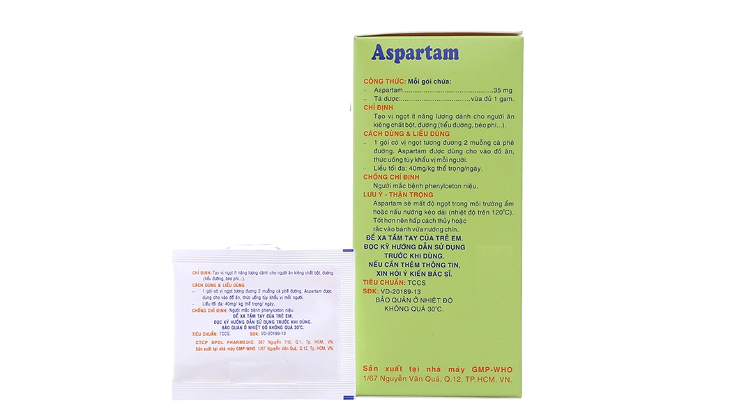 Thuốc bột Aspartam Pharmedic tạo ngọt ít năng lượng - 1