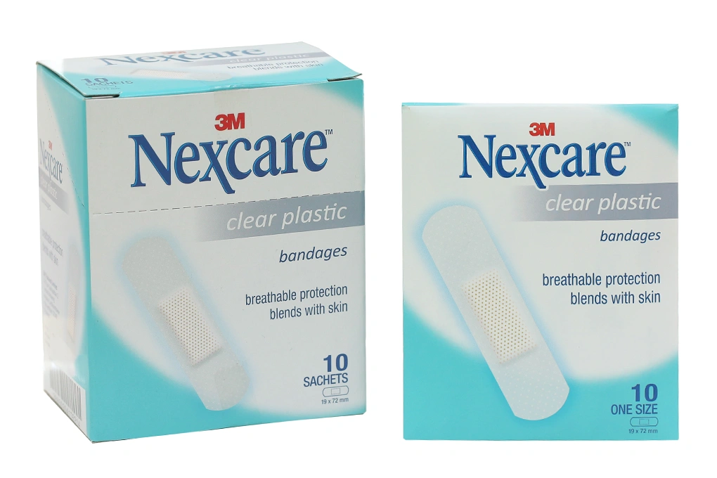 Băng cá nhân trong suốt Nexcare Clear Plastic (19 x 72mm) hộp 10 gói x 10 miếng - 