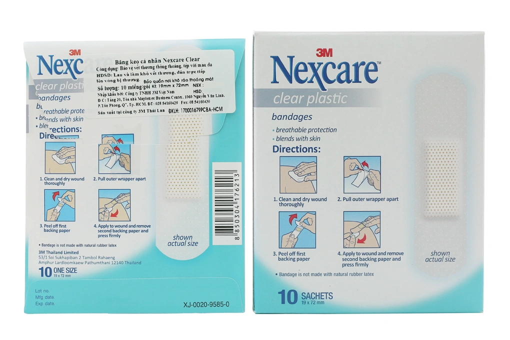 Băng cá nhân trong suốt Nexcare Clear Plastic (19 x 72mm) hộp 10 gói x 10 miếng - 1