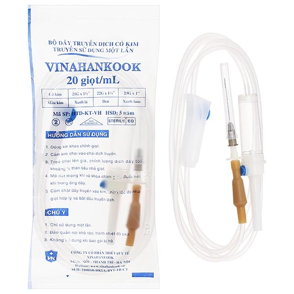 Bộ dây truyền dịch Vinahankook 20 giọt/mL có kim 22Gx1''