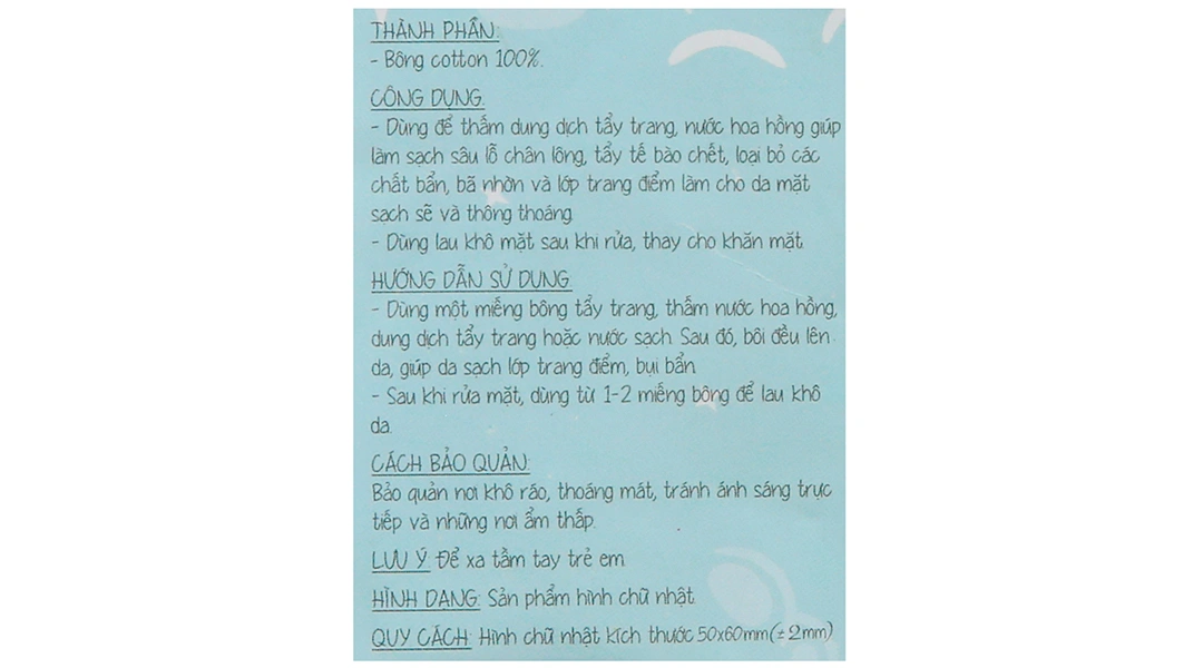 Bông tẩy trang Puri mặt bông mềm mịn dạng vuông gói 150 miếng - 2