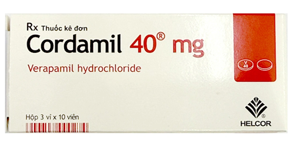 Cordamil 40mg trị tăng huyết áp, phòng và trị đau thắt ngực (3 vỉ x 10 viên) - 