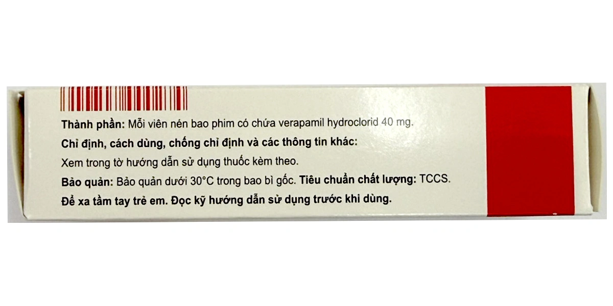 Cordamil 40mg trị tăng huyết áp, phòng và trị đau thắt ngực (3 vỉ x 10 viên) - 1
