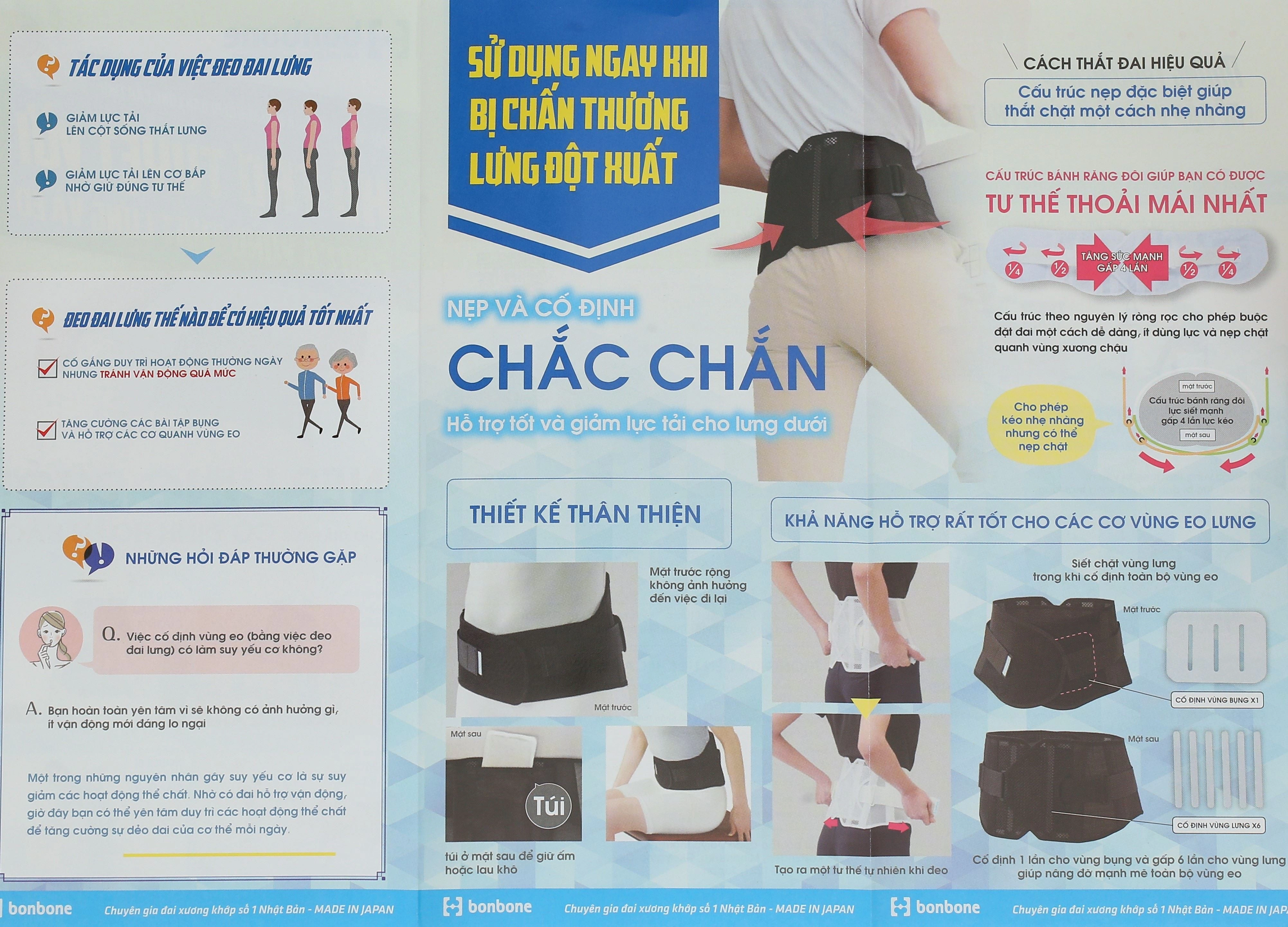 Đai lưng - cột sống Bonbone Pro Hard Slim size S - 55