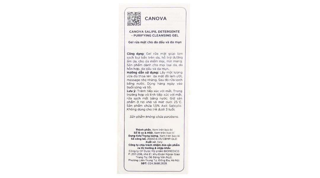 Gel rửa mặt Canova Salipil Detergente - Purifying Cleansing làm sạch, dưỡng ẩm da tuýp 150m - 6