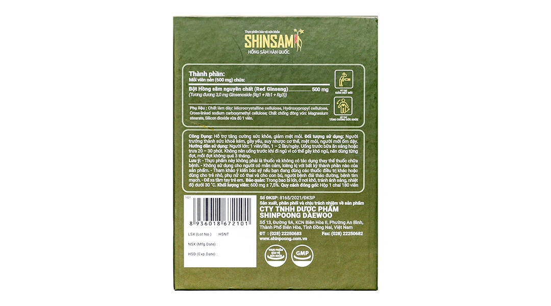 Viên Uống Hồng Sâm Hàn Quốc Shinsam hộp 180 viên - 5