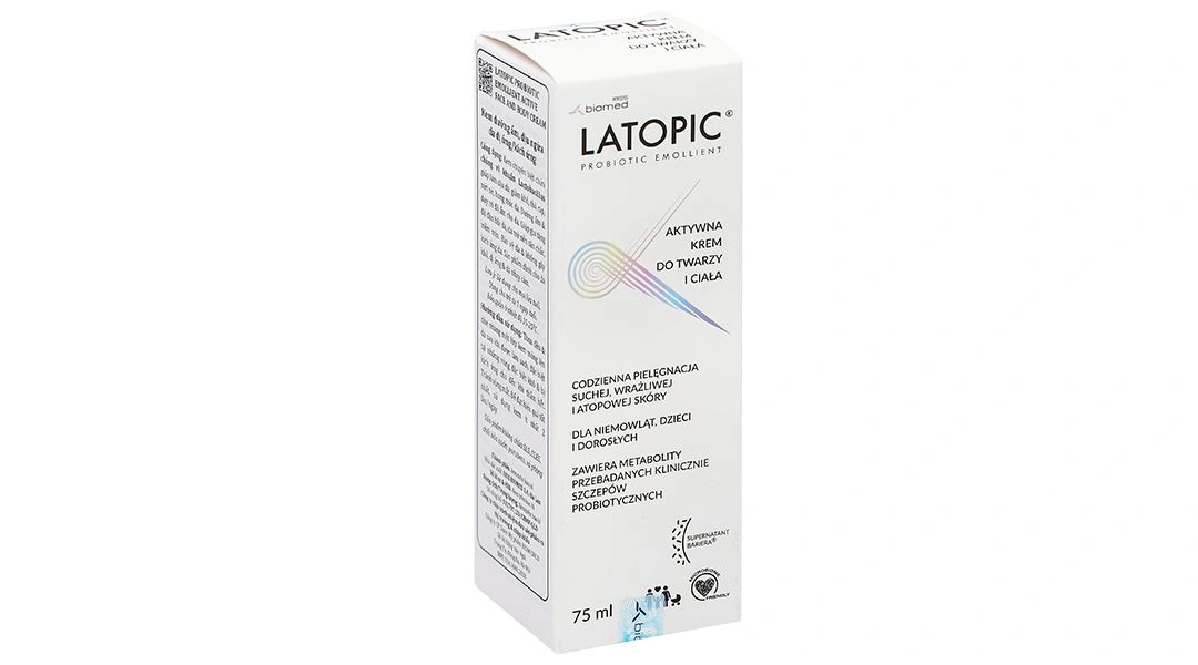 Kem Latopic Probiotic Emollient Active Face And Body Cream dưỡng ẩm, dịu ngứa da kích ứng tuýp 75ml - 