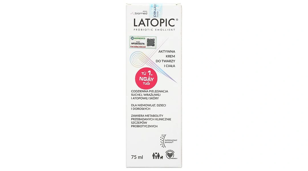 Kem Latopic Probiotic Emollient Active Face And Body Cream dưỡng ẩm, dịu ngứa da kích ứng tuýp 75ml - 2