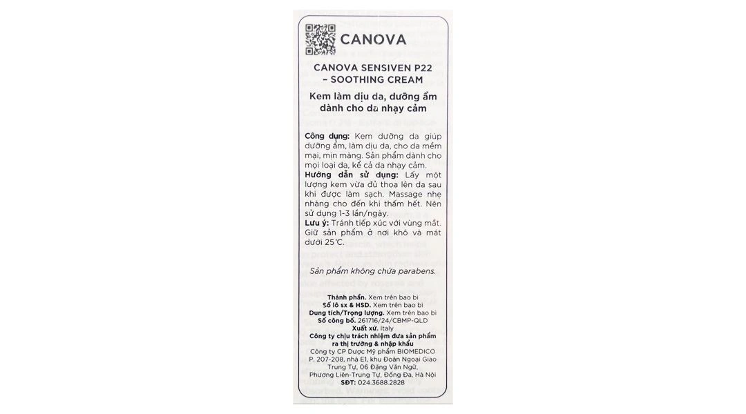 Kem Canova Sensiven P22 - Soothing Cream làm dịu da, dưỡng ẩm dành cho da nhạy cảm tuýp 50ml - 6