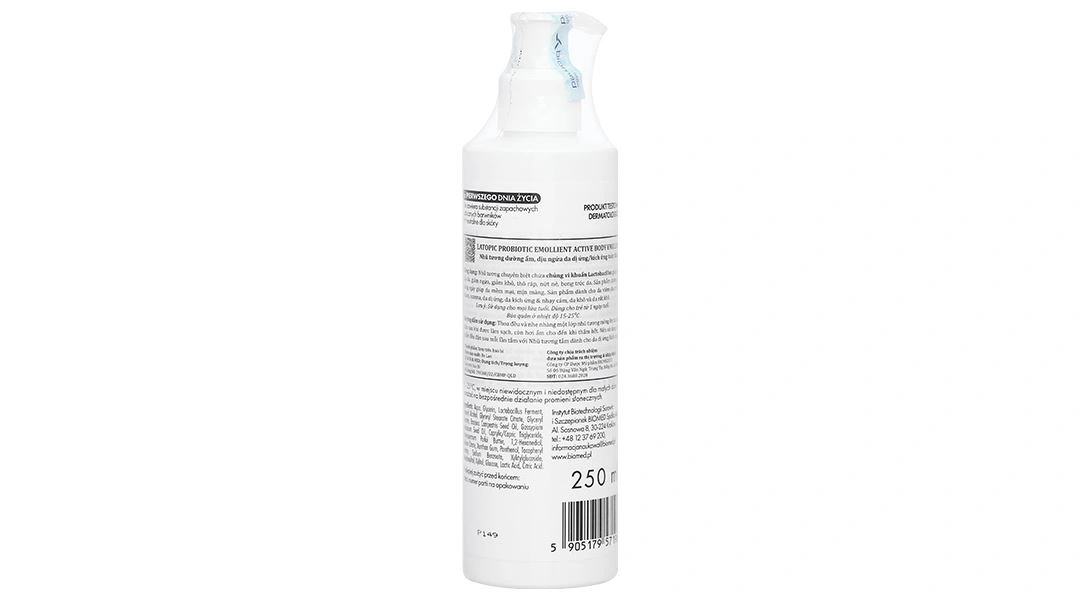 Sữa dưỡng Latopic Probiotic Emollient Active Body Emulsion dưỡng ẩm toàn thân, dịu da kích ứng chai 250ml - 1