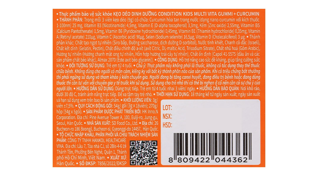 Kẹo dinh dưỡng Condition Kids Multi Vita Gummi + Curcumin hỗ trợ tăng cường sức khỏe gói 18 viên - 4