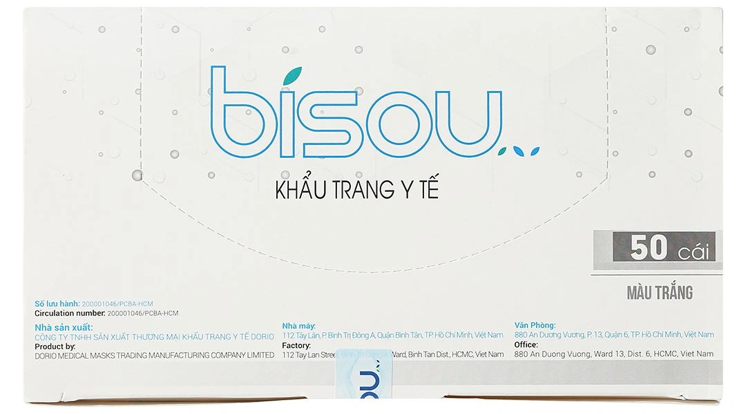 Khẩu trang y tế Bísou 4 lớp màu xanh hộp 50 cái - 23
