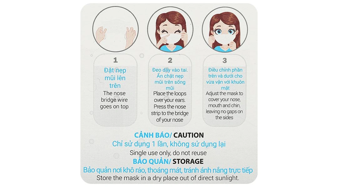 Khẩu trang y tế Bísou 4 lớp màu xanh hộp 50 cái - 25