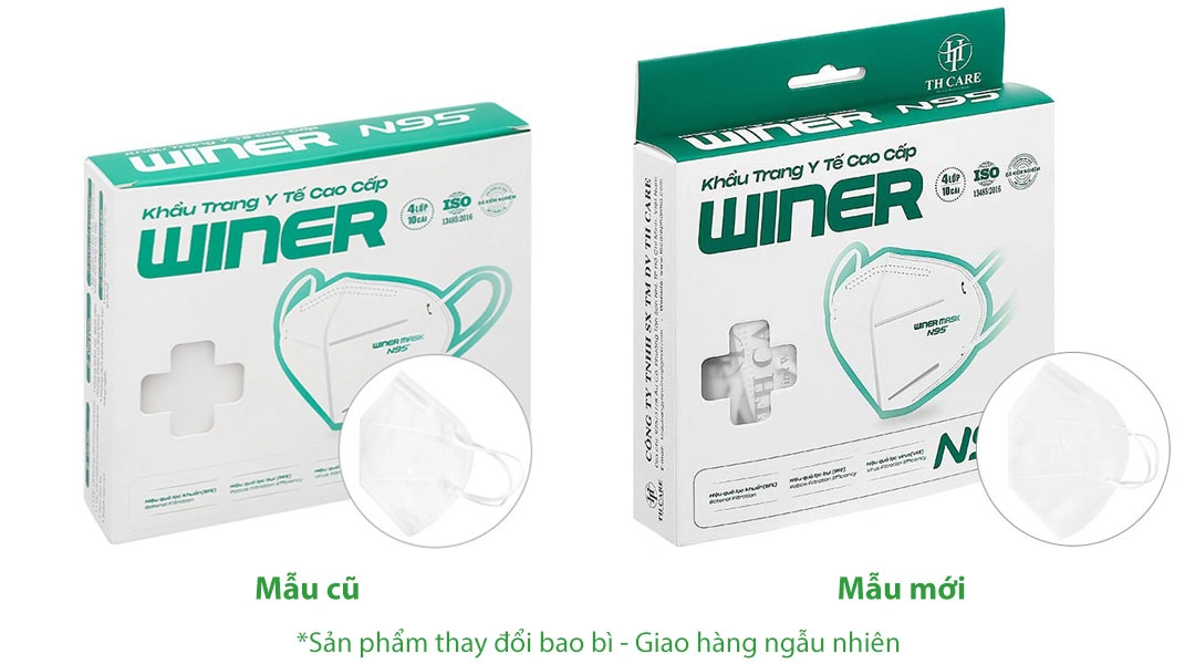 Khẩu trang y tế Winer N95 4 lớp màu trắng hộp 10 cái - 