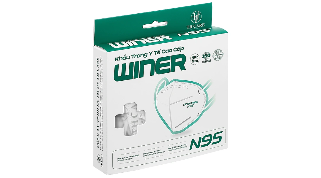 Khẩu trang y tế Winer N95 4 lớp màu trắng hộp 10 cái - 1