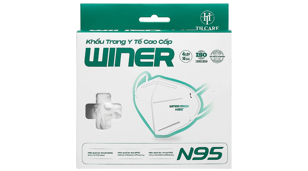 Khẩu trang y tế Winer N95 4 lớp màu trắng hộp 10 cái - 2