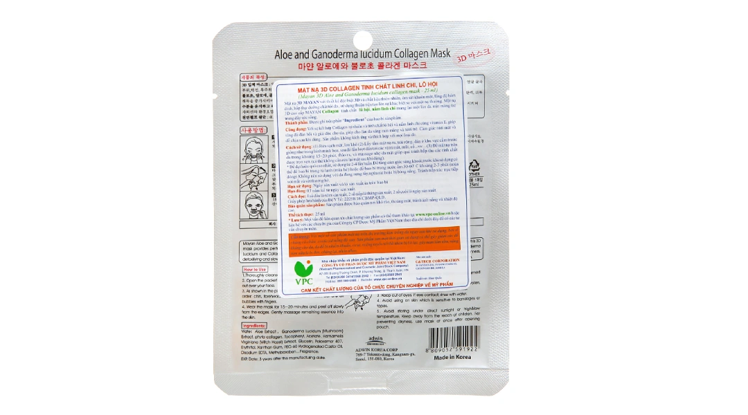 Mặt nạ 3D Mayan collagen hồng sâm linh chi da trắng mịn miếng 25ml - 4
