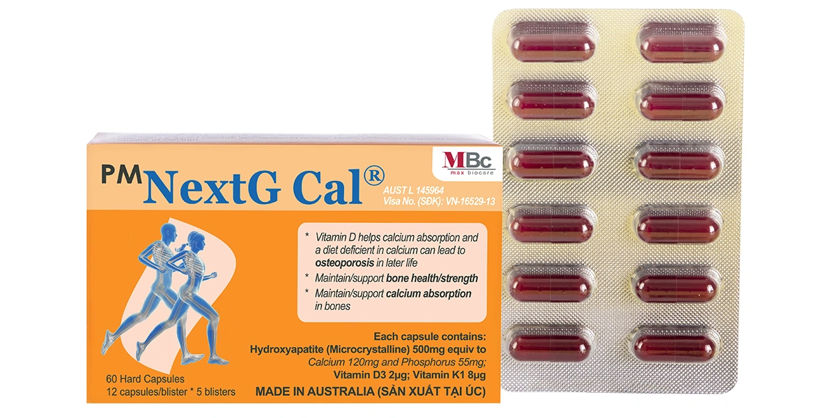 PM NextG Cal bổ sung canxi, trị loãng xương (5 vỉ x 12 viên) - 