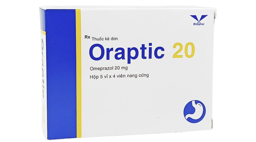 Oraptic 20 điều trị loét dạ dày, tá tràng (5 vỉ x 4 viên) - 