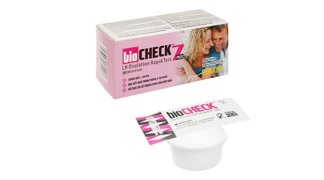 Que thử rụng trứng Biocheck LH Ovulation Rapid Test hộp 7 que - 