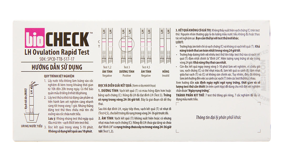 Que thử rụng trứng Biocheck LH Ovulation Rapid Test hộp 7 que - 1