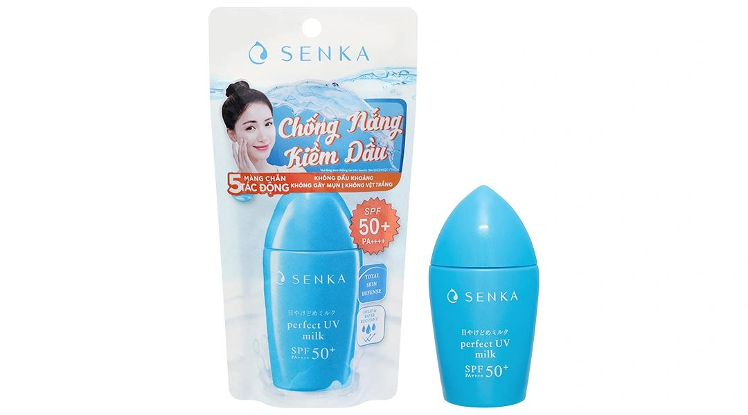Sữa chống nắng Senka Perfect UV Milk SPF 50+ PA++++ giúp kiềm dầu và dưỡng ẩm chai 40ml - 