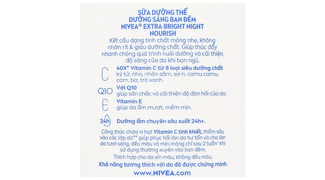 Sữa dưỡng thể Nivea Extra Bright Night Nourish dưỡng sáng ban đêm chai 350ml - 3