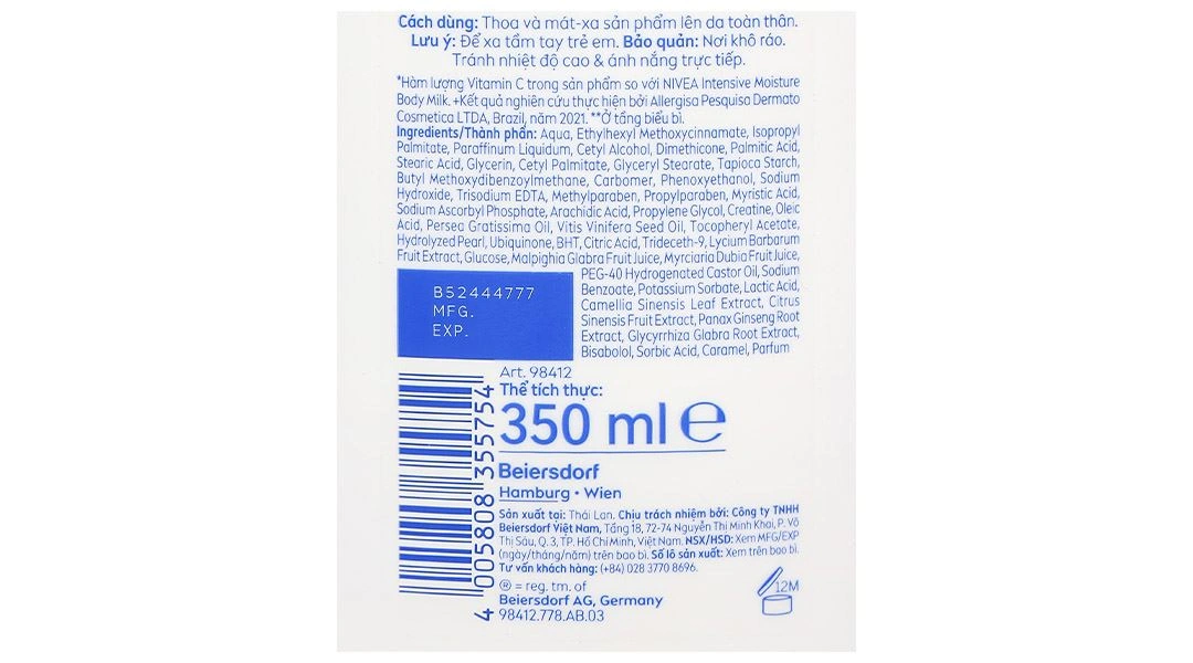 Sữa dưỡng thể Nivea Extra Bright Night Nourish dưỡng sáng ban đêm chai 350ml - 4