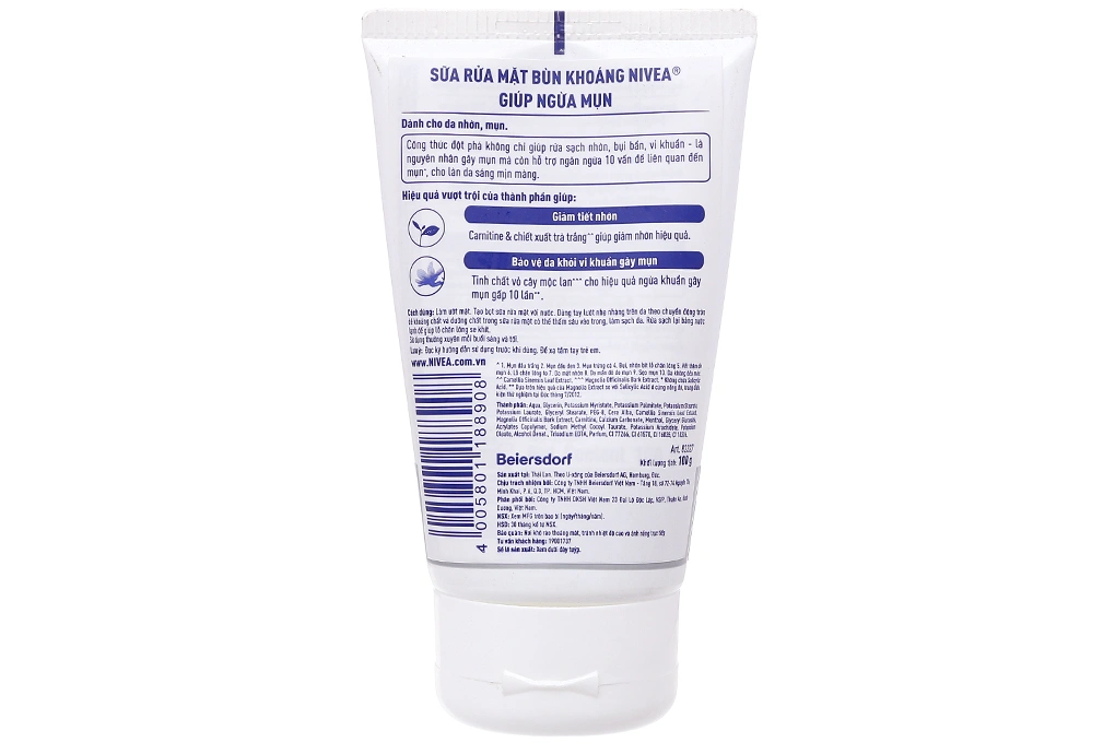 Sữa rửa mặt Nivea ngừa mụn trắng da tuýp 100g - 1