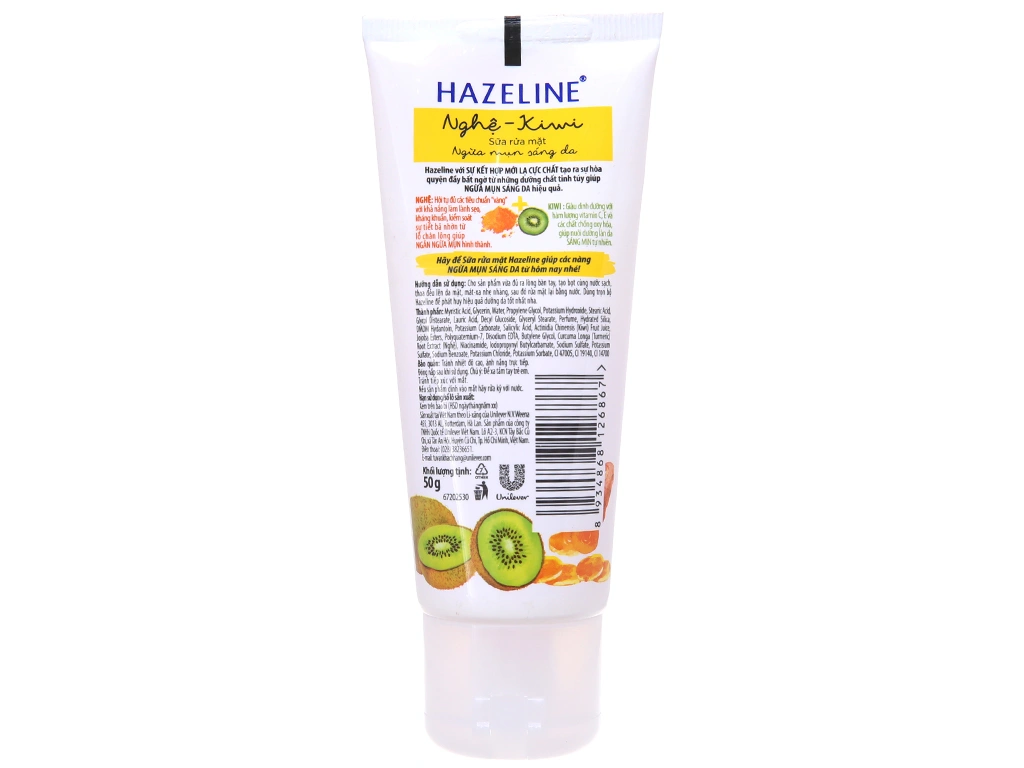 Sữa rửa mặt Hazeline nghệ, kiwi ngừa mụn tuýp 50g - 1